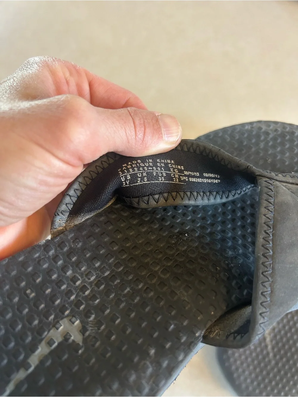 Nike Black Textured Foam Thong Sandals